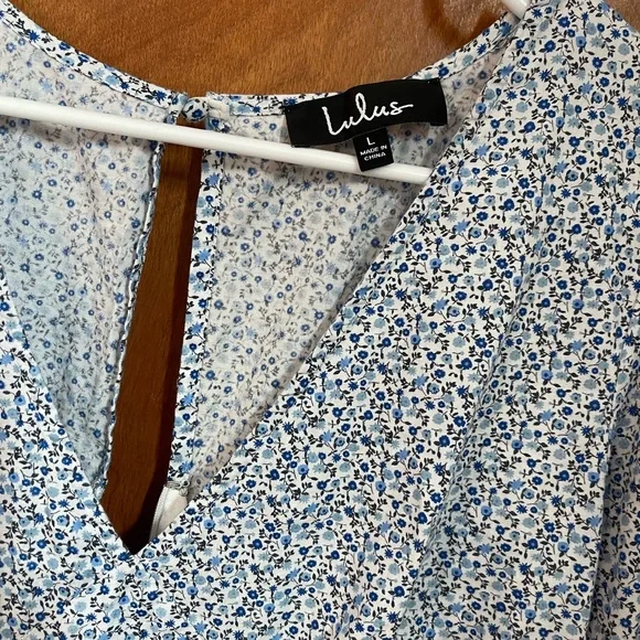 Lulus midi blue floral dress. Size L - Picture 7 of 7